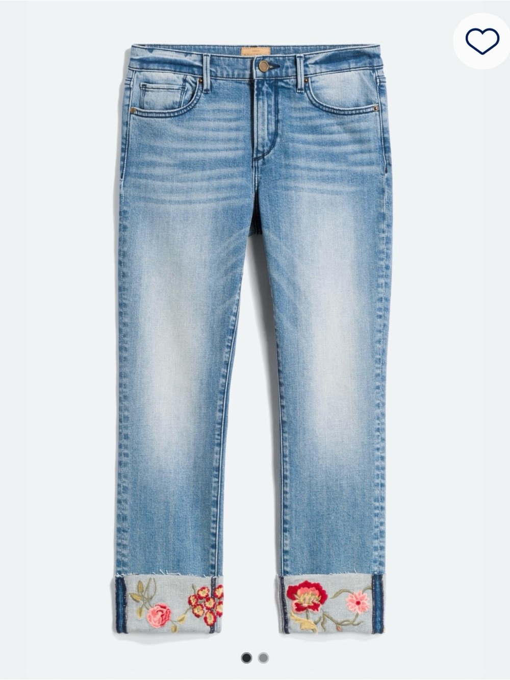 Driftwood Embroidered Cuffed Women's Blue Jeans